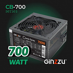 Блок питания Ginzzu 700W (CB700) ATX,12CM,20+4p,CPU(4+4), 2 PCI-E(6+2), 6*SATA, 3*IDE