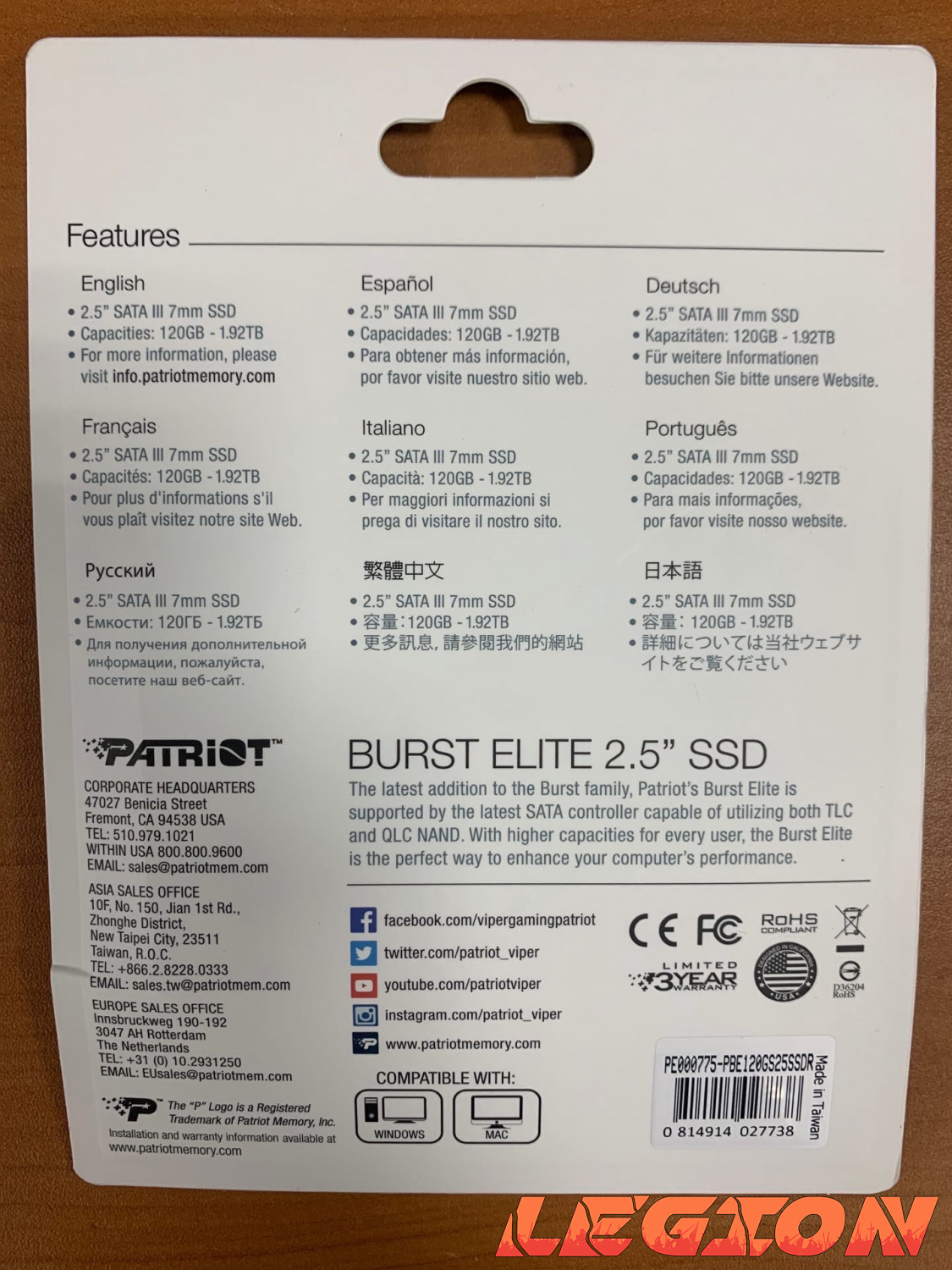 Patriot Burst 2.5 SSD Sata III 120 GB