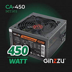  Блок питания Ginzzu 450W (CA450)ATX, 12CM,20+4p,CPU(4+4), PCI-E(6p),3*SATA,2*IDE